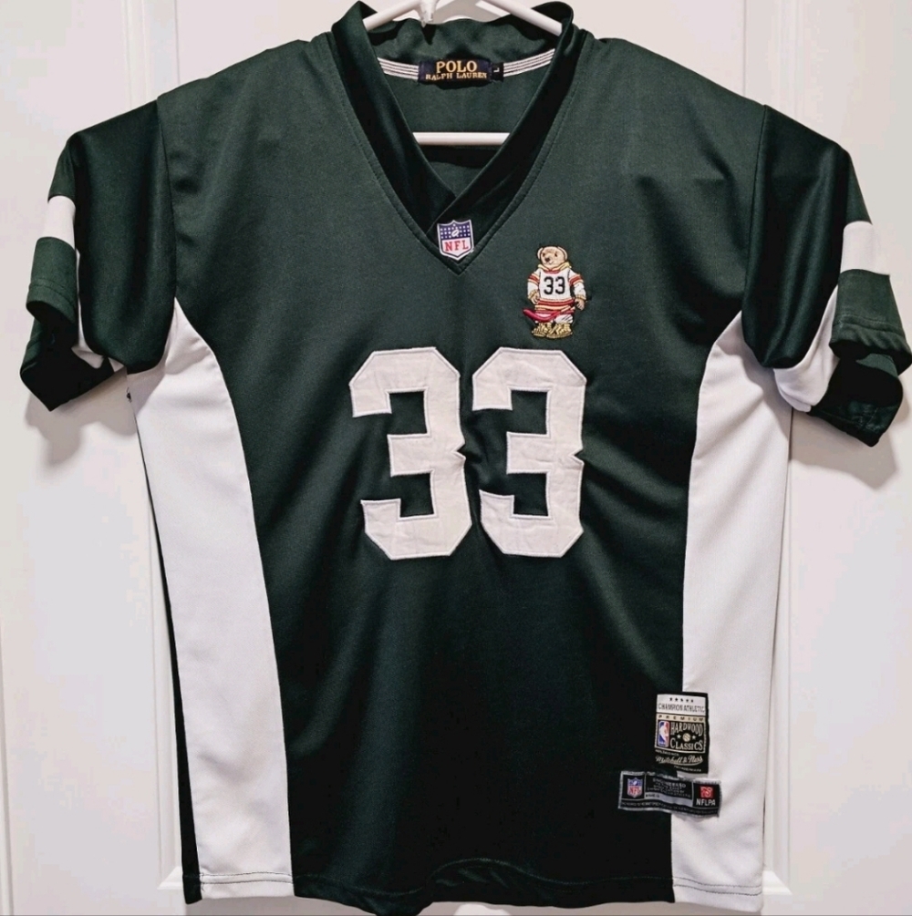 Polo Ralph Lauren Mitchell & Ness Size Large NFL Jersey #33 Polo Bear Green
